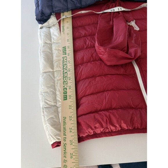 Scandinavian Explorer mens M packable Jacket Full Zip Puffer Red blue white down - Picture 12 of 15